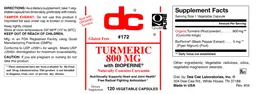 Label for Turmeric 800 mg
