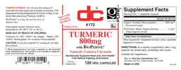 Label for Turmeric 800 mg