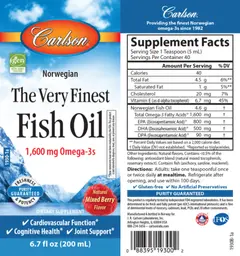 Label for The Very Finest Fish Oil Natural Mixed Berry Flavor