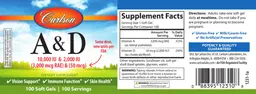 Label for A 10,000 IU (3,000 mcg RAE) & D 2,000 IU (50 mcg)