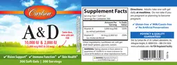 Label for A 10,000 IU (3,000 mcg RAE) & D 2,000 IU (50 mcg)