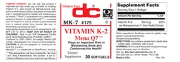 Label for Vitamin K-2 Mena Q7