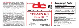 Label for Vitamin K-2 Mena Q7