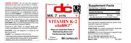 Label for Vitamin K-2 vitaMK7