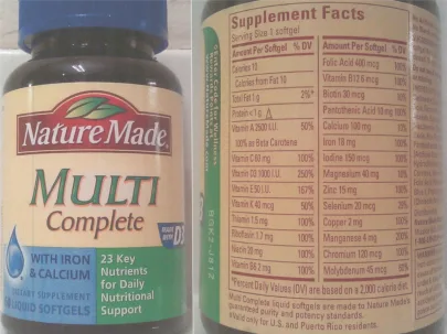Label for Multi Complete With Iron & Calcium