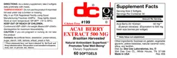 Label for Acai Berry Extract 500 mg