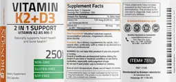 Label for Vitamin K2+D3