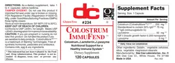 Label for Colostrum ImmuFend