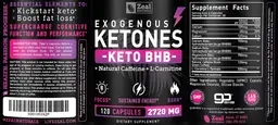 Label for Exogenous Ketones Keto BHB 2720 mg