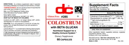 Label for Colostrum with Beta Glucan