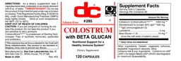 Label for Colostrum with Beta Glucan