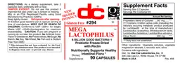 Label for Mega Lactophilus