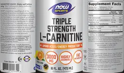 Label for Triple Strength L-Carnitine 3000mg Citrus Flavor