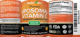 Label for Premium Liposomal Vitamin C 1650 mg