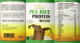 Label for Pea Rice Protein Chocolate Flavor