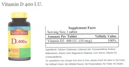 Label for D3 400 IU