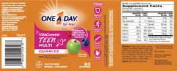 Label for VitaCraves Teen Multi Gummies