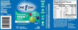 Label for VitaCraves Teen Multi Gummies