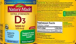 Label for Extra Strength D3 125 mcg