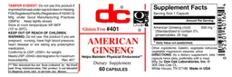 Label for American Ginseng