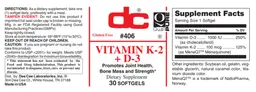 Label for Vitamin K-2 + D-3