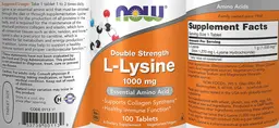 Label for Double Strength L-Lysine 1000 mg