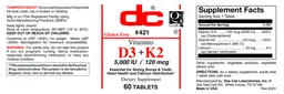 Label for D3 5,000 IU + K2 120 mcg
