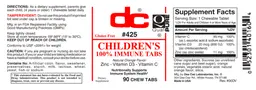 Label for Children's 100% Immune Tabs Natural Orange Flavor