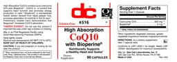 Label for CoQ10 with BioPerine