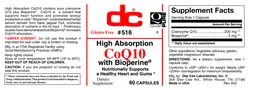 Label for CoQ10 with BioPerine