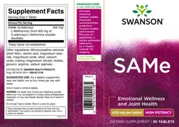 Label for SAMe 400 mg