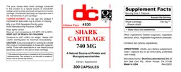 Label for Shark Cartilage 740 mg