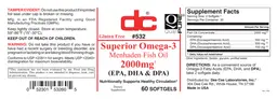 Label for Superior Omega-3 Menhaden Fish Oil 2000 mg