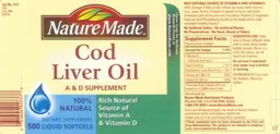 Label for Cod Liver Oil A & D Supplement