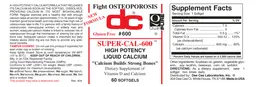 Label for Super-Cal-600