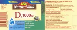 Label for D3 1000 IU
