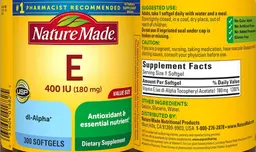Label for E 400 IU (180 mg)