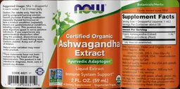 Label for Ashwagandha Extract