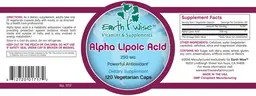 Label for Alpha Lipoic Acid 250 mg