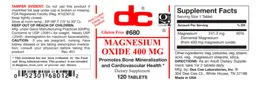 Label for Magnesium Oxide 400 mg