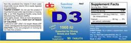 Label for D3 1000 IU