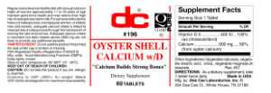 Label for Oyster Shell Calcium w/D