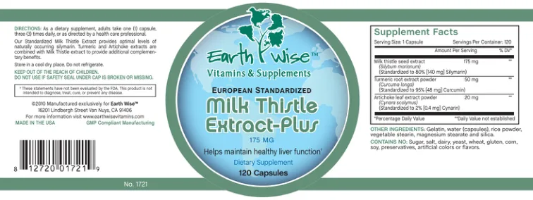 Label for Milk Thistle Extract-Plus 175 mg
