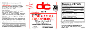 Label for High Gamma Tocopherol 400 mg