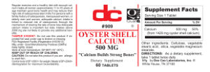 Label for Oyster Shell Calcium 500 mg
