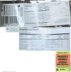 Label for Children's Chewable Vitamins