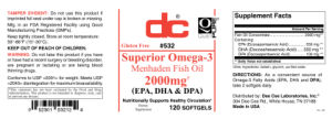 Label for Superior Omega-3 Menhaden Fish Oil 2000 mg