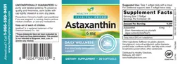 Label for Astaxanthin 6 mg