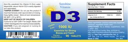 Label for D3 1000 IU