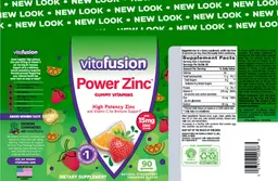 Label for Power Zinc Natural Strawberry Tangerine Flavor